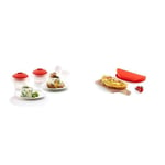 Lékué - Kit 2 Cuits Oeufs Ovo Silicone Platine & Cuiseur à omelette pour micro-ondes, rouge, 0,4 l