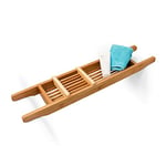 Relaxdays Pont de Baignoire Salle de Bain Rangement en bois de Bambou HxlxP : 6,5 x 69 x 14 cm bougie livre verre accessoires de douche produits détente relaxation, nature