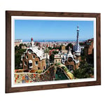 Big Box Art Framed Print of PARC Guell Gaudi Barcelona Spain Design | Wall Art Picture | Home Decor for Kitchen, Living Room, Bedroom, Hallway, Walnut, A2 / 24.5x18 Inch / 62x45cm