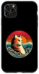 Coque pour iPhone 11 Pro Max Chat amusant amoureux chat rétro style vintage noir coucher de soleil