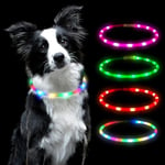 AUAUY Collier Lumineux Chien, Collier LED pour Animaux Rechargeable USB, Découpable Collier Imperméable Collier Chien Réglable pour Petits, Moyens et Grands Chat et Chien (Coloré)