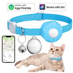 Collier Chat GPS Smart AirTag pour iPhone Apple Find My, Couleur: Bleu