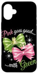 iPhone 16 Plus Pink Green Bow Tie Frog Princess Fun Outfit Case