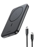 UGREEN Nexode Magnetic Wireless Power Bank Fast Charging, 5000mAh MagSafe-Compatible Portable Charger PD 3.0 USB-C Battery Pack Compatible with iPhone 16/15/14/13/12 Plus/Pro/Pro Max/Mini, Black