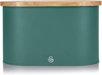 Swan Nordic Green Scandi Bread Bin with Bamboo Cutting Board Lid SWKA17512GREN