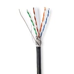 Nedis Nettverkskabelen Roll | CAT6 | Fast | S/FTP | CCA | 305.0 m | Utendørs | Rund | PE | Sort | Trekkboks