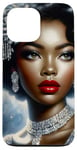 iPhone 13 Pro Max Glamorous Black Woman In Silver Art With Vintage Style Case