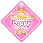 Crown Princess Poppy On Board Personalised Baby Girl Car Sign