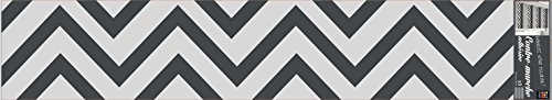 Lot de 3 Contremarches adhésives autocollantes 19,5 X 100 cm, motif chevrons gris graphique, lignes gris foncé et gris clair.