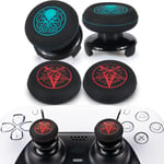 Lot De 4 Extensions De Pouce Et Caoutchouc Texturé 3d Pour Ps5 Dualsenese & Ps4 Manette (Cthulhu Vert+Rouge Démon)