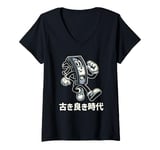 Womens Funny VHS Cassette Tape Japanese Streetwear Kawaii Japanese V-Neck T-Shirt