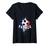 Womens France Soccer French Football France Futbol V-Neck T-Shirt