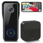 XTU Sonnette sans Fil avec Caméra, 2K HD WiFi Sonnette sans Fil Extérieure Étanche avec Batterie Visiophone avec Carillon, Détection De Mouvement PIR, Audio Bidirectionnel, Support Cloud Et SD