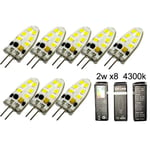 G4 2w dimbar 12v DC + AC Led lampa 4300K vitgul G-4  8-pack multifärg