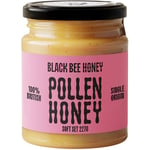 Black Bee Honey - Pure British Spring Raw Honey with Bee Pollen Granules, Soft-Set Unprocessed, Single Source from Hive to Jar, Never Blended - Delicious on Toast or Soothing in Drinks, 227g Glass Jar