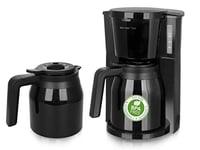 Emerio Cafetière à filtre avec 2 verseuses isothermes 900 W, jusqu'à 8 tasses en un seul passage, filtre pivotant 1 x 4 avec système anti-goutte, filtre permanent, arrêt automatique, pièces en plastique sans BPA