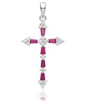 James Moore TH G61131R Silver Red And White Cz Cross Jewellery