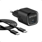 Anker Chargeur USB C 25W, super rapide, chargeur compact et pliable pour Samusung Galaxy S24/S24+/S24 Ultra/S23/S22/Note20, Galaxy Tab, Z Fold6 / Z Flip6 et bien d’autres (Câble USB C de 1,5 m inclus)