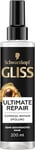 Gliss Après-shampoing réparateur Express Ultimate Repair (200 ml), après-shampoing à la kératine répare les cheveux extrêmement abîmés, après-shampoing avec protection thermique jusqu'à 230 °C