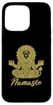 Coque pour iPhone 15 Pro Max Namaste Lion avec mandala amusant pour le yoga et la méditation