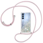 Ptny Coque Compatibles Samsung Galaxy A16 5G avec Cordon, Paillette Étui pour Transparent Coque Téléphone avec Lanière Réglable, pour Samsung Galaxy A16 5G Coque pour Femme