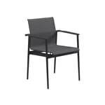 Gloster - 180 Stacking Chair With Arms, Frame Meteor, Anthracite Sling - Matstolar utomhus - Henrik Pedersen - Svart - Metall/Syntetiskt