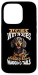 Coque pour iPhone 14 Pro Teckel blaireau wiener saucisse chien Love is wet nezes