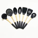 Ensemble D'Outils De Cuisine Ensemble D'Ustensiles De Cuisine Turner Cuillère À Soupe Passoire Serveur De Pâtes Cuillère (Couleur: Noir) Usage Domestique