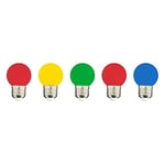 Lumisky Lot de 5 ampoules LED E27 multicolore globe compatible guirlande PARTY BULB COLOR H7cm