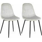 Altobuy - alessia - Lot de 2 Chaises Velours Côtelé Gris Clair