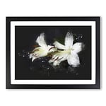 White Lily Flowers Paint Splash Modern Art Framed Wall Art Print, Ready to Hang Picture for Living Room Bedroom Home Office Décor, Black A2 (64 x 46 cm)