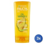 3x Garnier Baume Pour Cheveux Fructis Oil Réparation 3, 200 ML