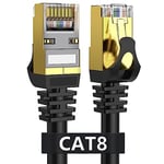 Cat 8 Ethernet Cable 25 ft Shielded, 26AWG Lastest 40Gbps 2000Mhz SFTP Patch Cord, Heavy Duty High Speed Cat8 LAN Network RJ45 Cable- in Wall, Outdoor, Weatherproof Rated for Router, Modem, Gaming