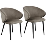 Svita - audrey Lot de 2 chaises de salle à manger Fauteuil de cuisine avec accoudoirs Velours taupe