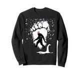 Funny Bigfoot Christmas Loch Ness Santa Hat Snowflakes Xmas Sweatshirt