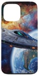 Coque pour iPhone 13 Pro Max Conception de vaisseau spatial Sci-Fi explorant la galaxie