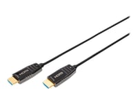 Digitus - Hdmi-Kabel Med Ethernet - Hdmi Plugg Til Hdmi Plugg - 15 M - Skjermet Hybrid Kobber/Fiber-Optikk - Svart - Active Optical Cable (Aoc), Støtte For 8K Uhd (7680 X 4320)