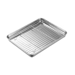 Baking Tray with Rack, Toaster Oven Tray, Stainless Steel Baking Pan, Healthy, Non Toxic, Mirror Finish, Rust Free, Dishwasher Safe, with Cooling Grid, for Filtration, Grill, Baking, Electric Oven