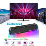 Bluetooth 5.0 Speaker RGB Lights Stereo Sound Bar USB Computer For Desktop PC