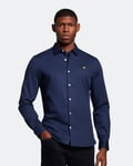 Lyle & Scott Mens Long Sleeve Slim Fit Poplin Shirt in Navy Cotton - Size Large