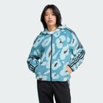 adidas Essentials 3-Stripes Animal Print High Pile Full-Zip Hoodie Women