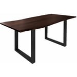 Table à manger 180x90 Acacia laqué Brun / Anthracite mat freeform