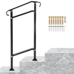 VEVOR LTFS16 Garde-Corps Rampe Main Courante en Fer Forgé Balustrade Rambarde 1 Marche Réglable 16 cm Distance Entre 34 cm Hauteur Poteaux 96 cm pour Sécurité des Escaliers Jardin Portail, Noir