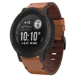 För Garmin Instinct 2 22mm Läder Stålspänne Watch Band FKX Brown