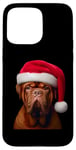 Coque pour iPhone 15 Pro Max Dogues de Bordeaux avec bonnet de Père Noël pour amoureux des propriétaires de chiens