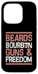 Coque pour iPhone 14 Pro Barbes Bourbon Gun And Freedom USA Patriotic Dad American