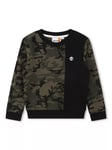 Timberland Kids' Logo Camo Colour Block Sweatshirt, Green Khaki