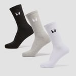 MP Unisex Crew Socks (3 Pack) - White/Black/Grey Marl - UK 2-5