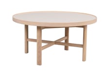 Rowico Home - Marsden Soffbord Beige/Vitpigmenterad Ø90 - Beige,Vit - Massiv Ek, MDF, Keramisk Sten