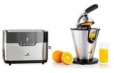Grille-Pain Tactile Deux Larges Fentes inox Smart Toaster + Presse Agrumes Électrique Vitamin Ready SYPK-007